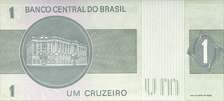 Купюра "1 крузейро" Бразилия, последняя четверть XX века х 6,7 см Сохранность хорошая инфо 3039j.