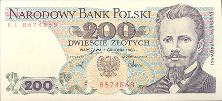 Купюра "200 злотых" Польша, 1988 год и французского революционера и военачальника инфо 12643k.