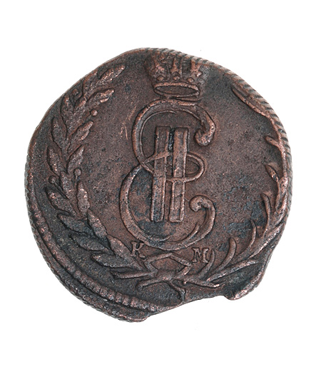 Монета номиналом 1 копейка (медь) Екатерининская Россия, 1771 год Колыванский монетный двор 1771 г инфо 9630b.