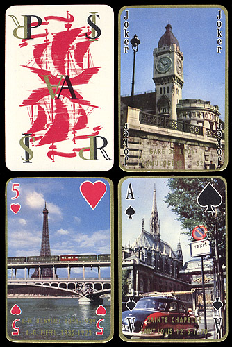 Игральные карты коллекционные "Paris souvenier", 54 листа Philibert, Франция, 1953 год Коллекционная колода очень хорошей сохранности инфо 9919g.