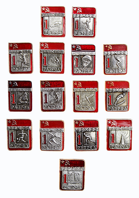Первый разряд Комплект из 15 значков Металл, эмаль СССР, вторая половина ХХ века 1968 г инфо 9972g.