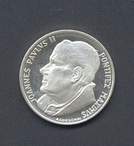 Памятная медаль "Иоанн Павел II" Вторая половина XX века Диаметр: 3,4 см Сохранность хорошая инфо 10173g.
