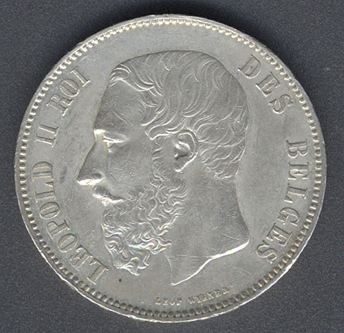 Монета номиналом 5 франков Леопольд II Бельгия, 1873 год 1873 г инфо 10531g.