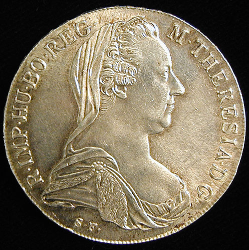 Монета номиналом 1 талер Мария Тереза Бургау, Австрия, 80-е годы XVIII века 1780 г инфо 10534g.