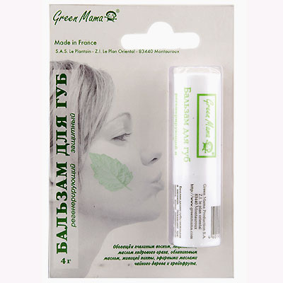 Бальзам для губ SPF 2 Лечит, защищает и увлажняет кожу губ, 4 гр Бальзам для губ, гигиеническая помада Green Mama 2007 г ; Упаковка: блистер инфо 10558g.