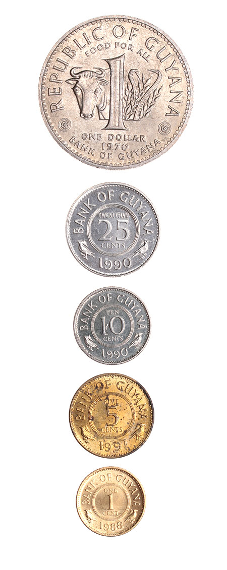 Комплект из 5 монет Металл Гайана, 1963 - 1999 гг 1963 г инфо 10591g.