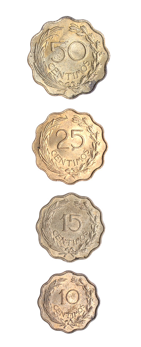 Комплект из 4 монет Металл Республика Парагвай, 1953 год 1953 г инфо 10593g.