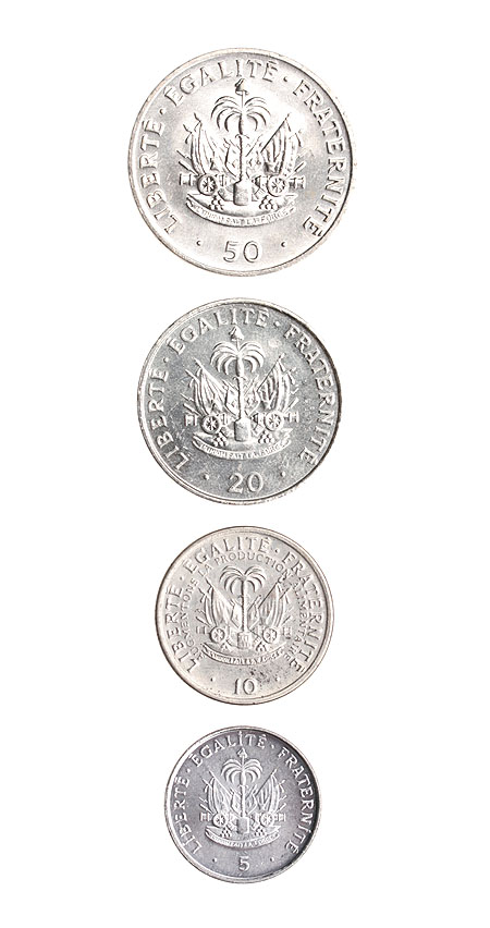 Комплект из 4 монет Металл Республика Гаити, 1975 - 1997 гг 1975 г инфо 10600g.