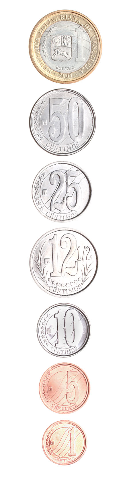 Комплект из 7 монет Металл Венесуэла, 2007 год 2007 г инфо 10605g.