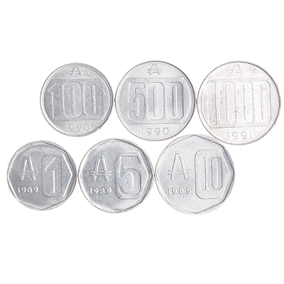 Комплект из 6 монет Металл Аргентина, 1989 - 1991 гг 1989 г инфо 10619g.
