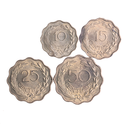 Комплект из 4 монет Металл Парагвай, 1953 год 1953 г инфо 10623g.