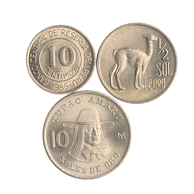 Комплект из 3 монет Металл Перу, 1974 - 1986 гг 1974 г инфо 10632g.