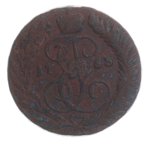 Монета номиналом 2 копейки Медь Россия, 1763 год Красный монетный двор 1763 г инфо 10732g.