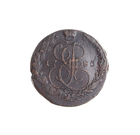 Монета номиналом 5 копеек Медь Россия, 1785 год Екатеринбургский монетный двор 1785 г инфо 10736g.