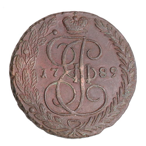 Монета номиналом 5 копеек (Медь - Россия, 1789 год) 1789 г инфо 10749g.