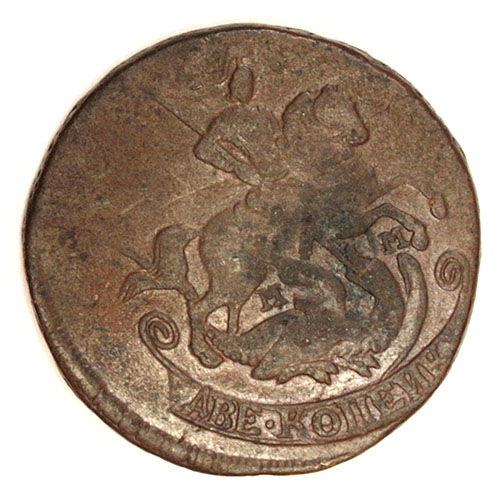 Монета "2 копейки" (медь) Императорская Россия, 1766 год "две копейки" Сохранность очень хорошая инфо 10758g.