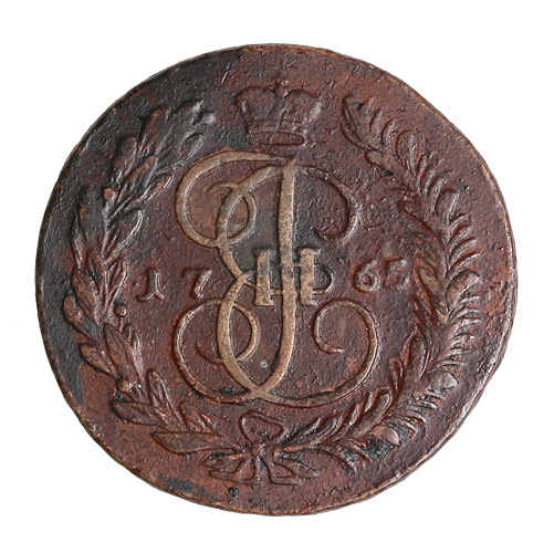 Монета номиналом 5 копеек Медь Россия, 1765 год Сестрорецкий монетный двор 1765 г инфо 10770g.