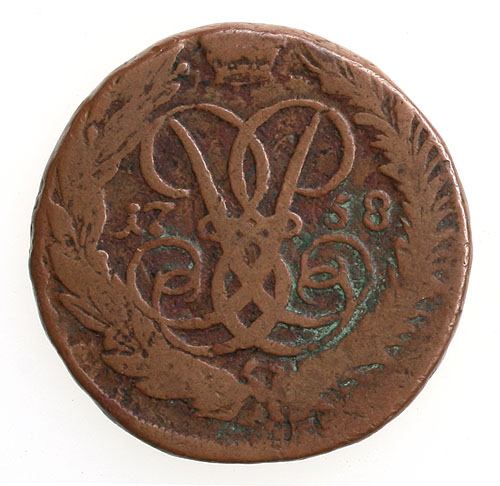 Монета номиналом 5 копеек Медь Россия, 1758 год 1758 г инфо 10774g.