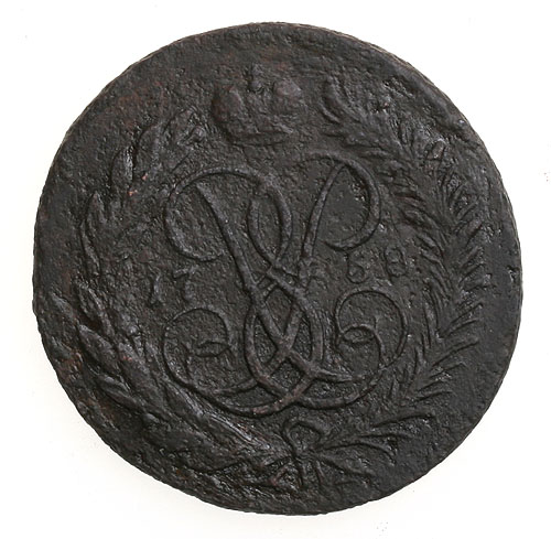 Монета номиналом 2 копейки (медь, Россия, 1758 год) 1758 г инфо 10775g.