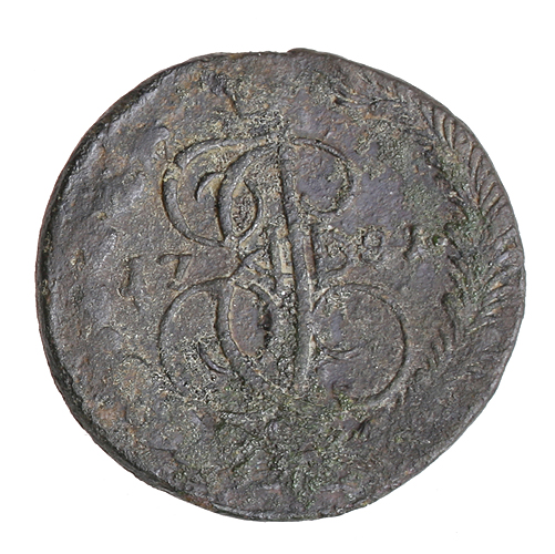 Монета номиналом 5 копеек (медь, Россия, 1781 год) 1781 г инфо 10782g.