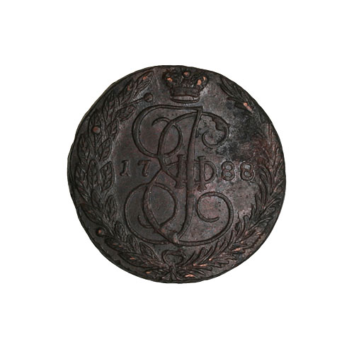 Монета номиналом 5 копеек Металл Россия, 1788 год Екатеринбургский монетный двор 1788 г инфо 10793g.