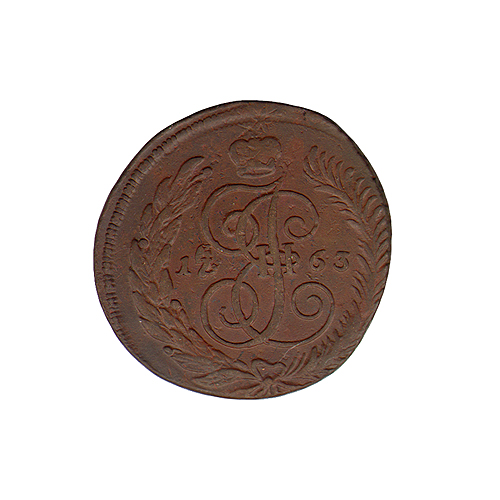 Монета номиналом 5 копеек Медь Россия, 1763 год Красный монетный двор 1763 г инфо 10802g.