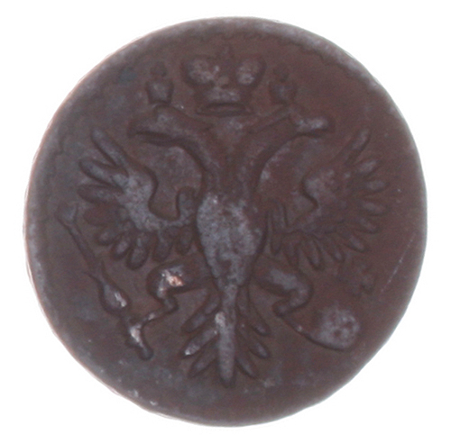Монета "Денга" Медь Россия, 1737 год Потерты выступающие части рельефа, патина инфо 10809g.