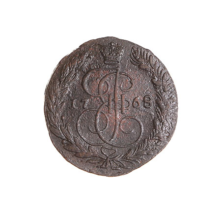 Монета номиналом 5 копеек Медь Россия, 1768 год Екатеринбургский монетный двор 1768 г инфо 10810g.