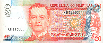Купюра "20 песо" Филиппины, 1993 год была переименована в филиппинское писо инфо 12426g.