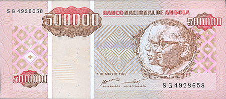 Купюра "500000 кванза" Ангола, 1995 год Народное движение за освобождение Анголы) инфо 12515g.