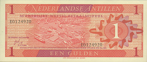 Купюра "1 гульден" Нидерландские Антилы, конец ХХ века х 15,4 см Сохранность хорошая инфо 12591g.