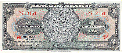 Купюра "1 песо" Мексика, 2003 год х 6,8 см Сохранность хорошая инфо 12607g.